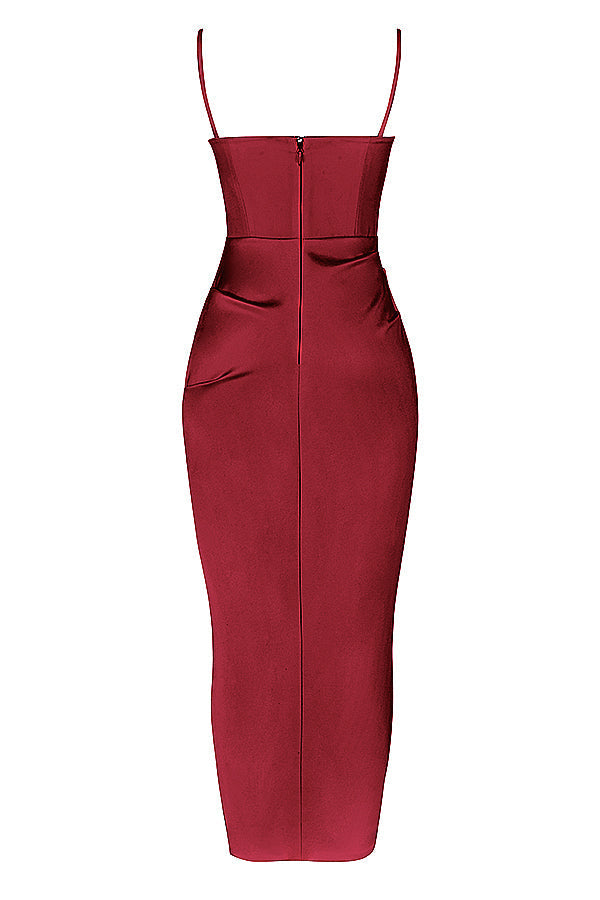 Eveloria Damen Midikleid Plissiertes Korsett