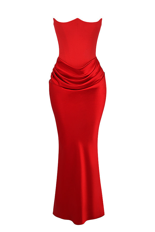 Eveloria Damen Trägerloses Maxikleid Korsett