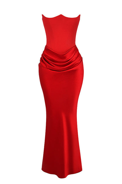 Eveloria Damen Trägerloses Maxikleid Korsett