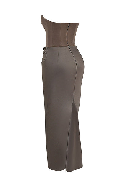 Eveloria Damen Trägerloses Maxikleid Korsett
