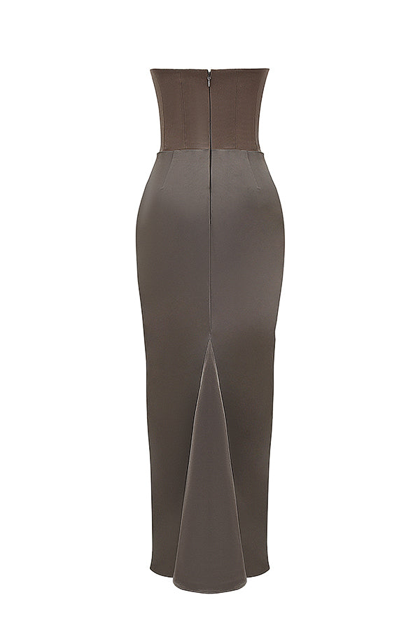 Eveloria Damen Trägerloses Maxikleid Korsett