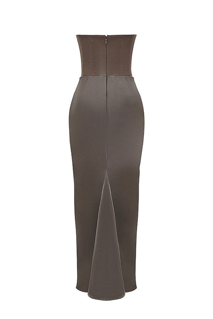Eveloria Damen Trägerloses Maxikleid Korsett