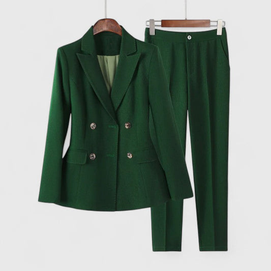 Damen Zweireihiges Blazer Hosen Set - Eveloria