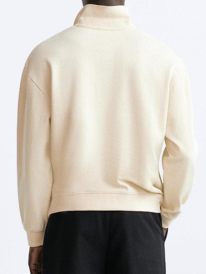 Beiger Pullover Polokragen Lässig Eleganz