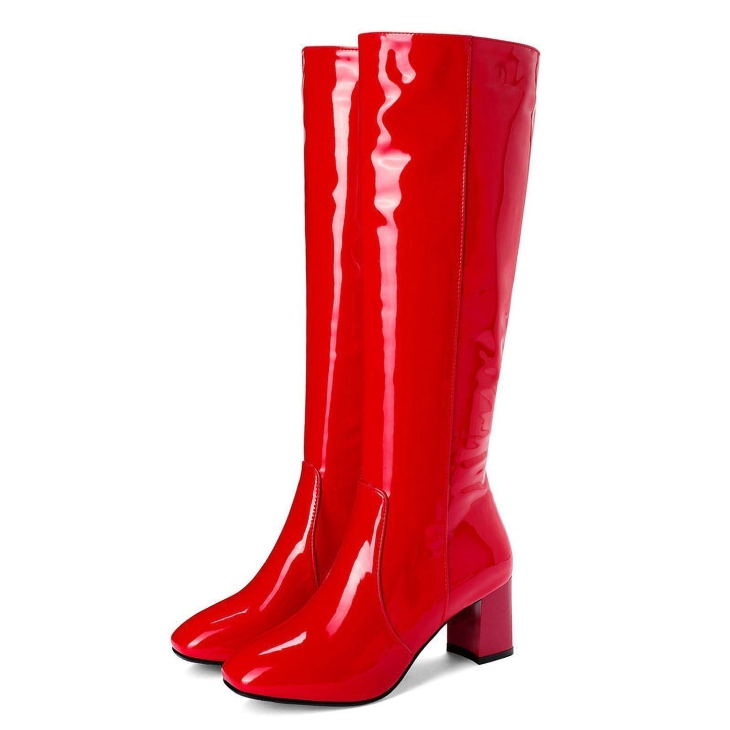Damen Stiefel Glänzend Blockabsatz