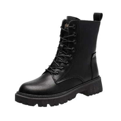 Damen Schnürstiefeletten Leder Warmfutter Rutschfest