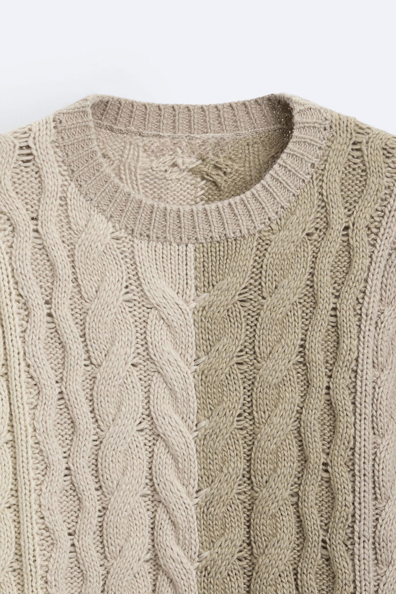 Herren Grobstrick-Pullover Zopfmuster Klassisch Beige