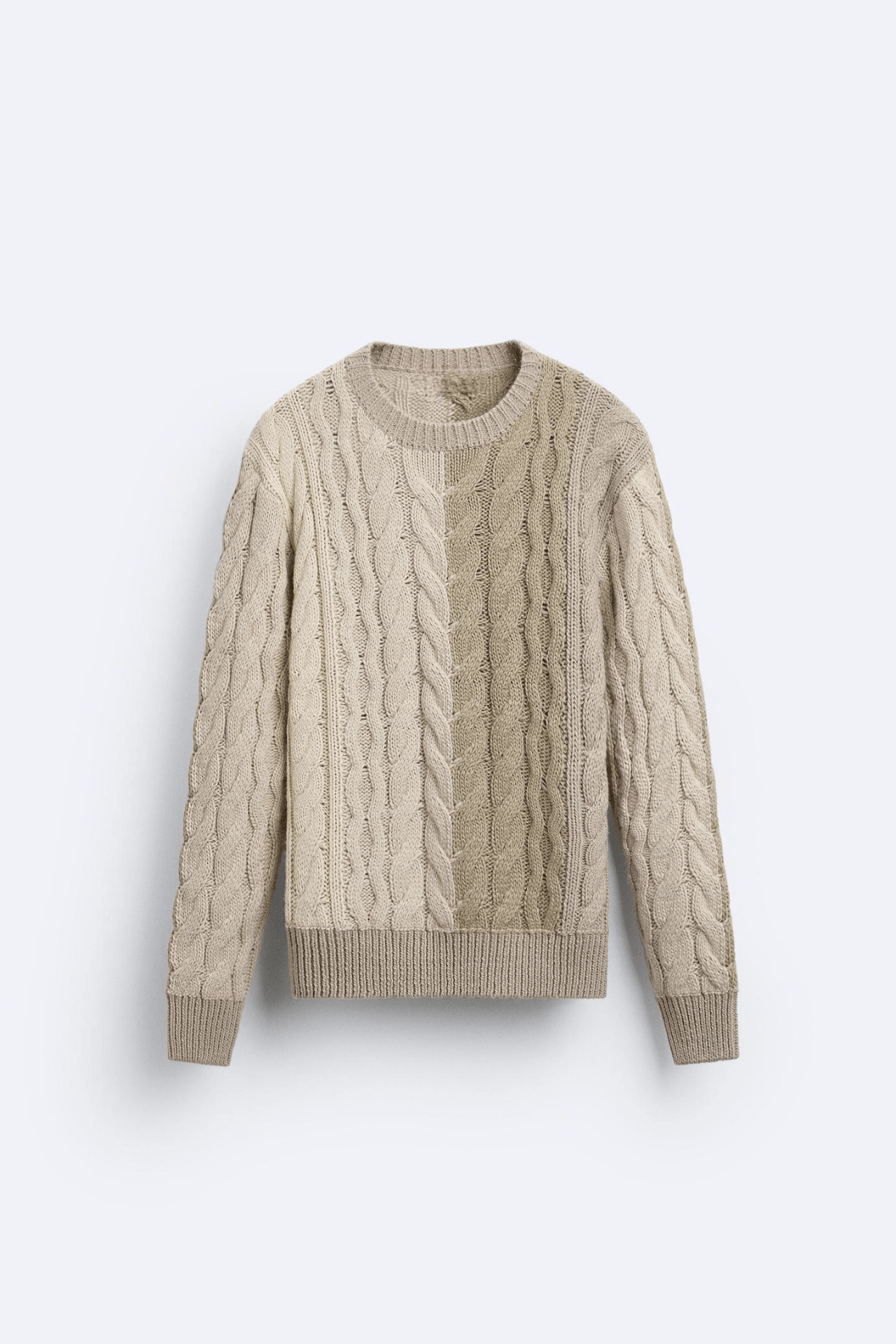Herren Grobstrick-Pullover Zopfmuster Klassisch Beige - Norvielle