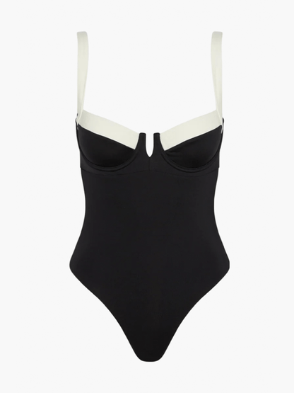 Eveloria Damen Badeanzug Colorblock Einteiler