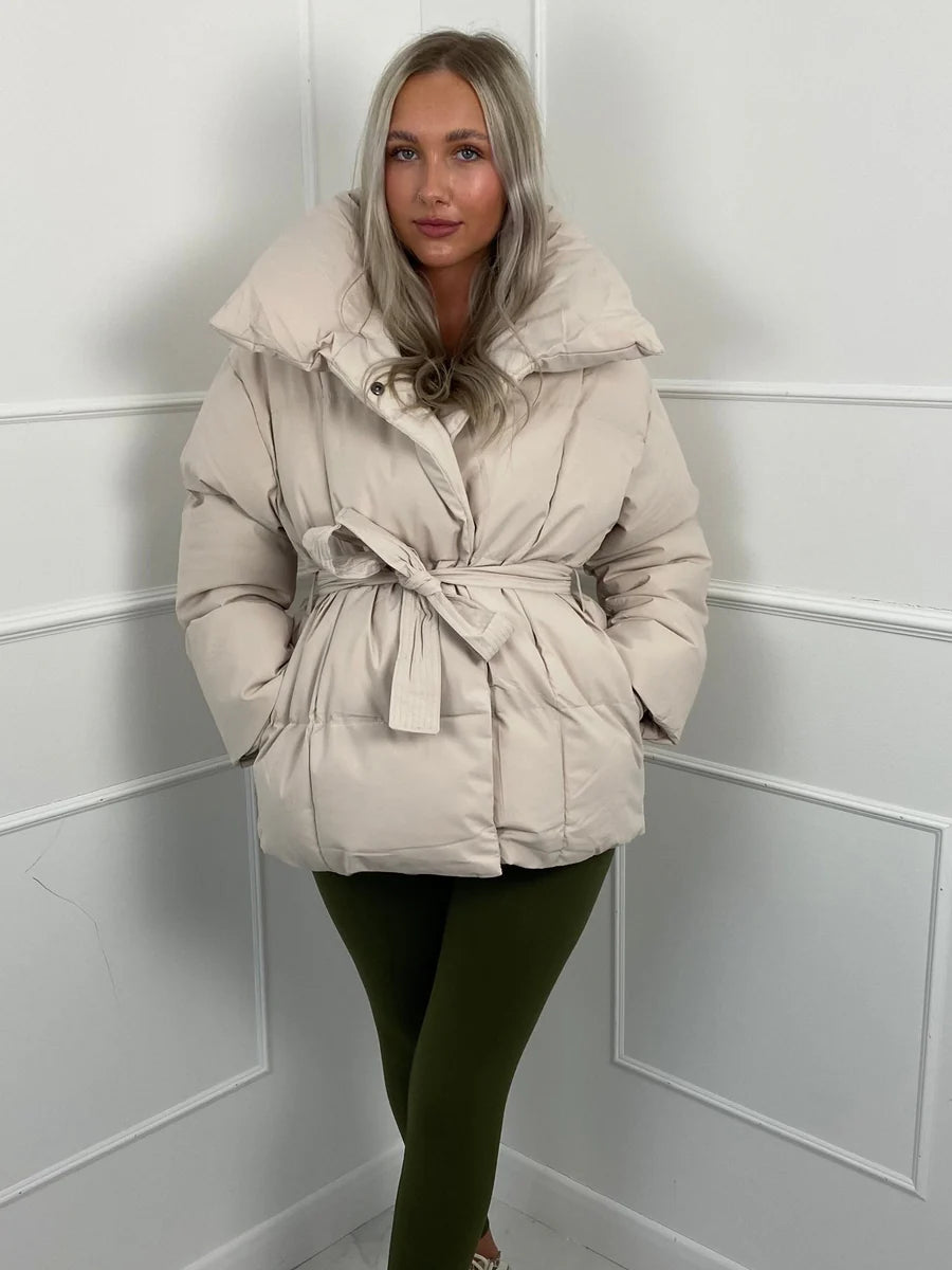 Damen Wintersteppmantel mit Gürtel