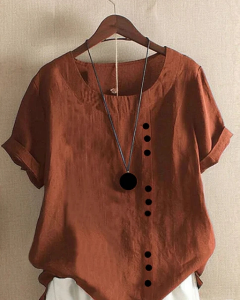 Damen Sommerbluse Kurzarm Rundhals Leicht