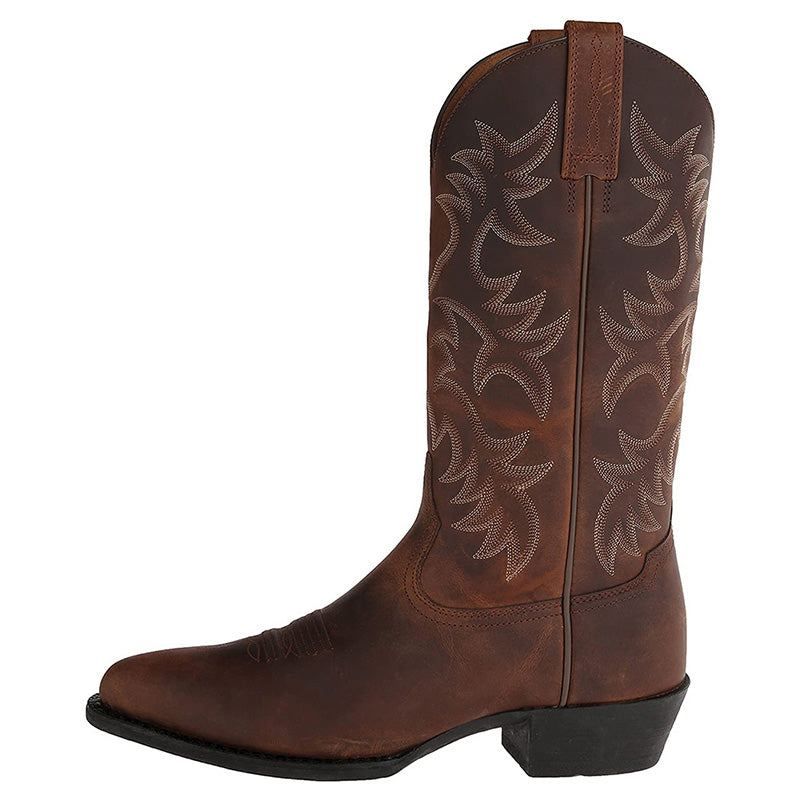 Damen Western-Stiefel Robust Leder Braun