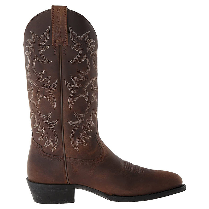 Damen Western-Stiefel Robust Leder Braun