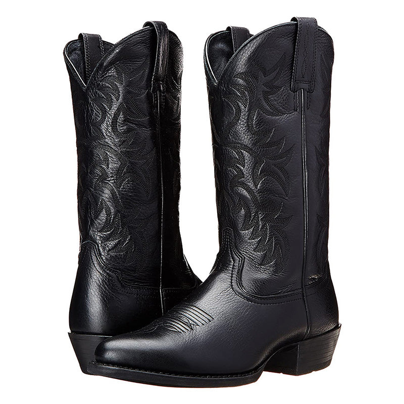Damen Cowboy-Stiefel Schicke Details Braun Lederschaft