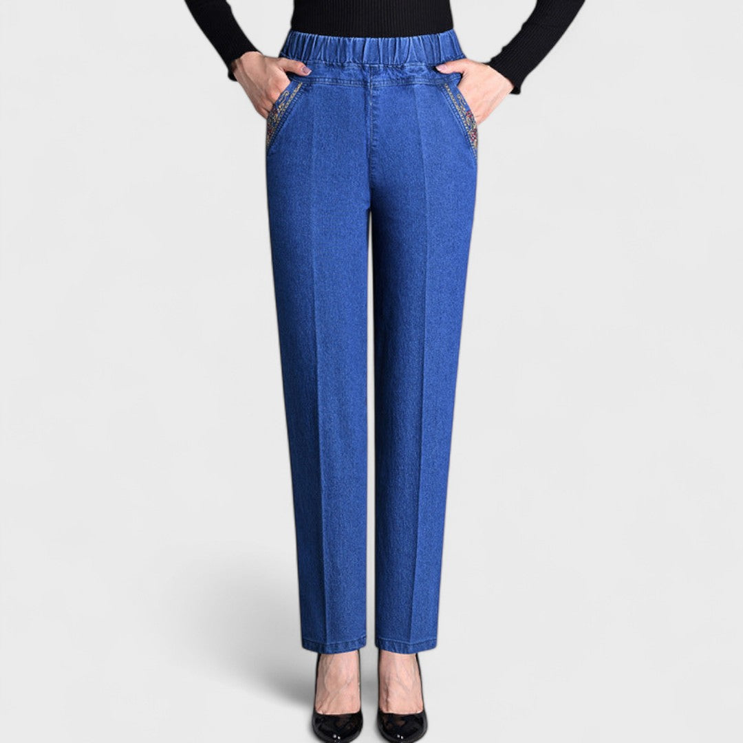 Damen Stretch-Jeans Bequem Elastisch Schwarz - Eveloria