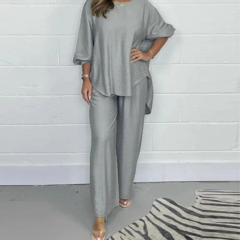 Eveloria Damen Sweatshirt-Set Locker Baumwolle Grau - Eveloria