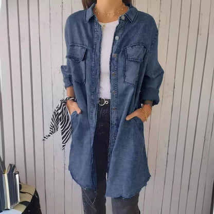 Eveloria Damen Lange Denimjacke - Eveloria