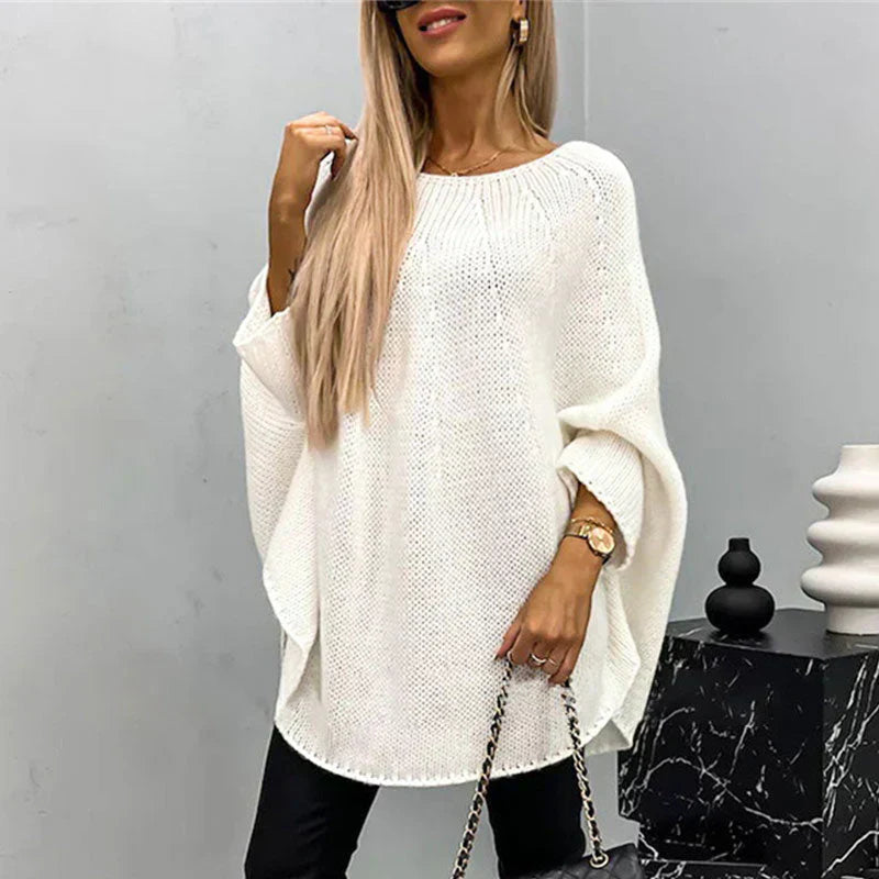 Damen Oversized Pullover Grobstrick Bootsausschnitt Langärmlig - Eveloria