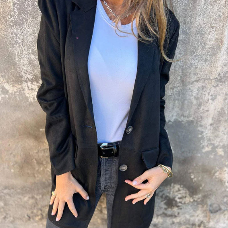 Damen Mid-Length Mantel Reverskragen Knopfleiste Klassisch