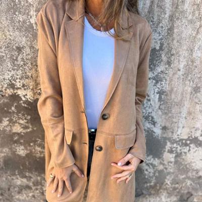 Damen Mid-Length Mantel Reverskragen Knopfleiste Klassisch