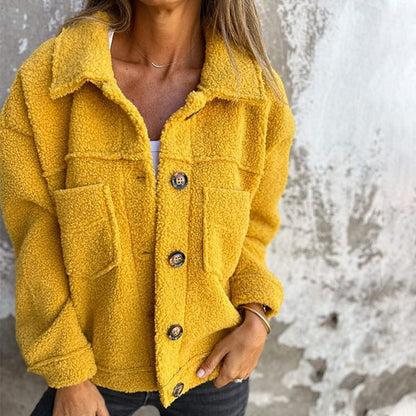 Eveloria Damen Kurze Bouclé Jacke Warm