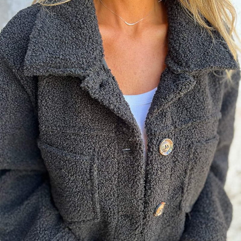 Eveloria Damen Kurze Bouclé Jacke Warm