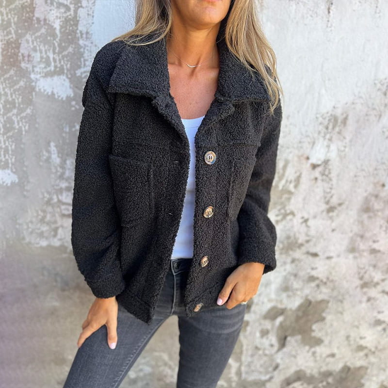 Eveloria Damen Kurze Bouclé Jacke Warm