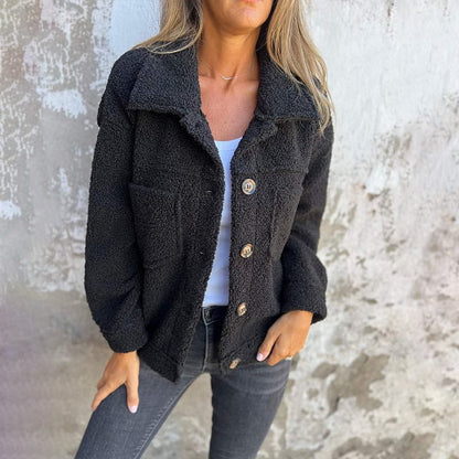 Eveloria Damen Kurze Bouclé Jacke Warm