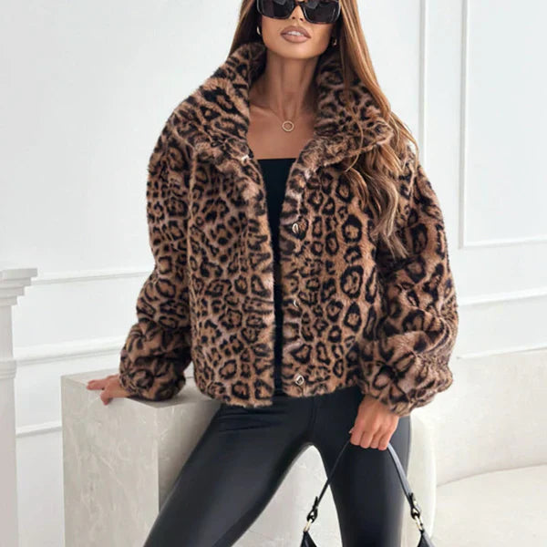 Eveloria Damen Jacke Leopardenmuster Weich