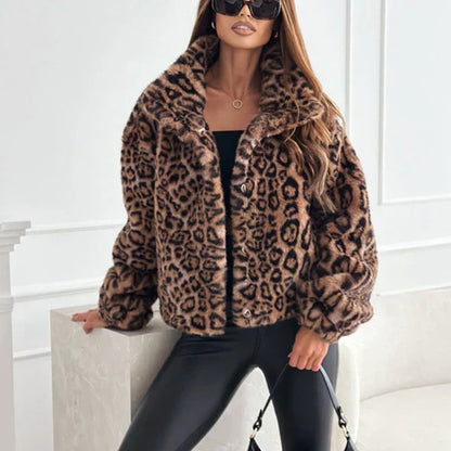 Eveloria Damen Jacke Leopardenmuster Weich