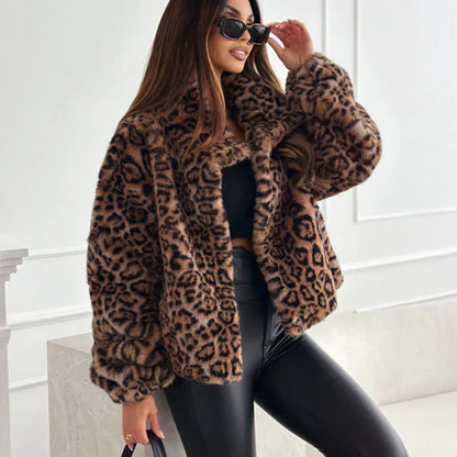 Eveloria Damen Jacke Leopardenmuster Weich