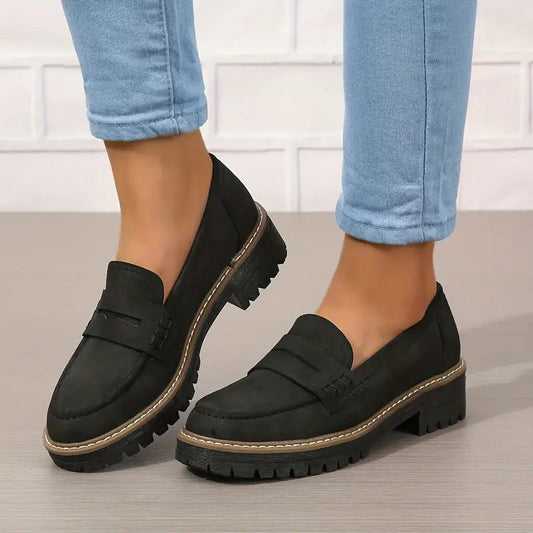 Damen Plateau Loafer Reinschlüpfen - Eveloria