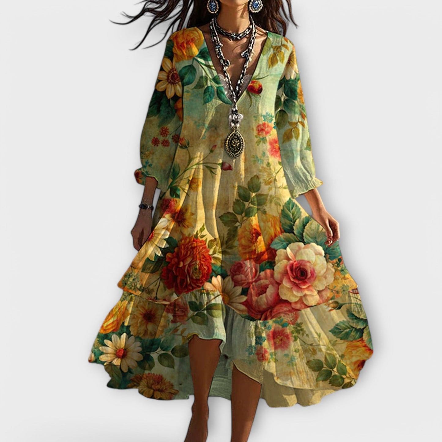 Damen Sommerkleid V-Ausschnitt Boho-Stil - Eveloria