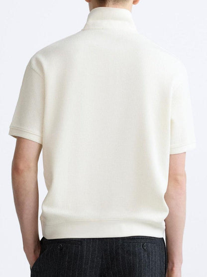 Herren Poloshirt Kurzärmelig Cremeweiß Baumwolle