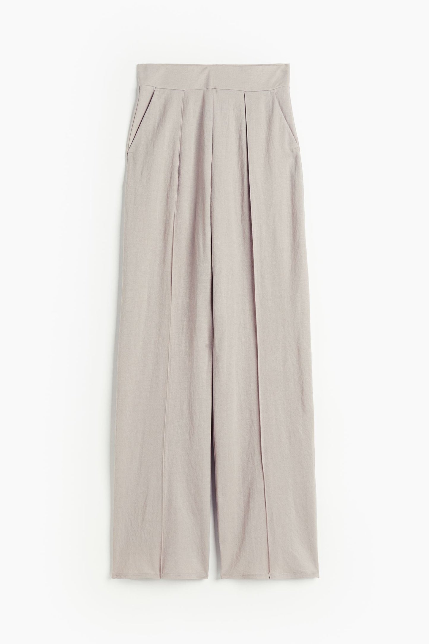 Damenhose Weit Schnitt Bundfalten Leicht Beige - Norvielle
