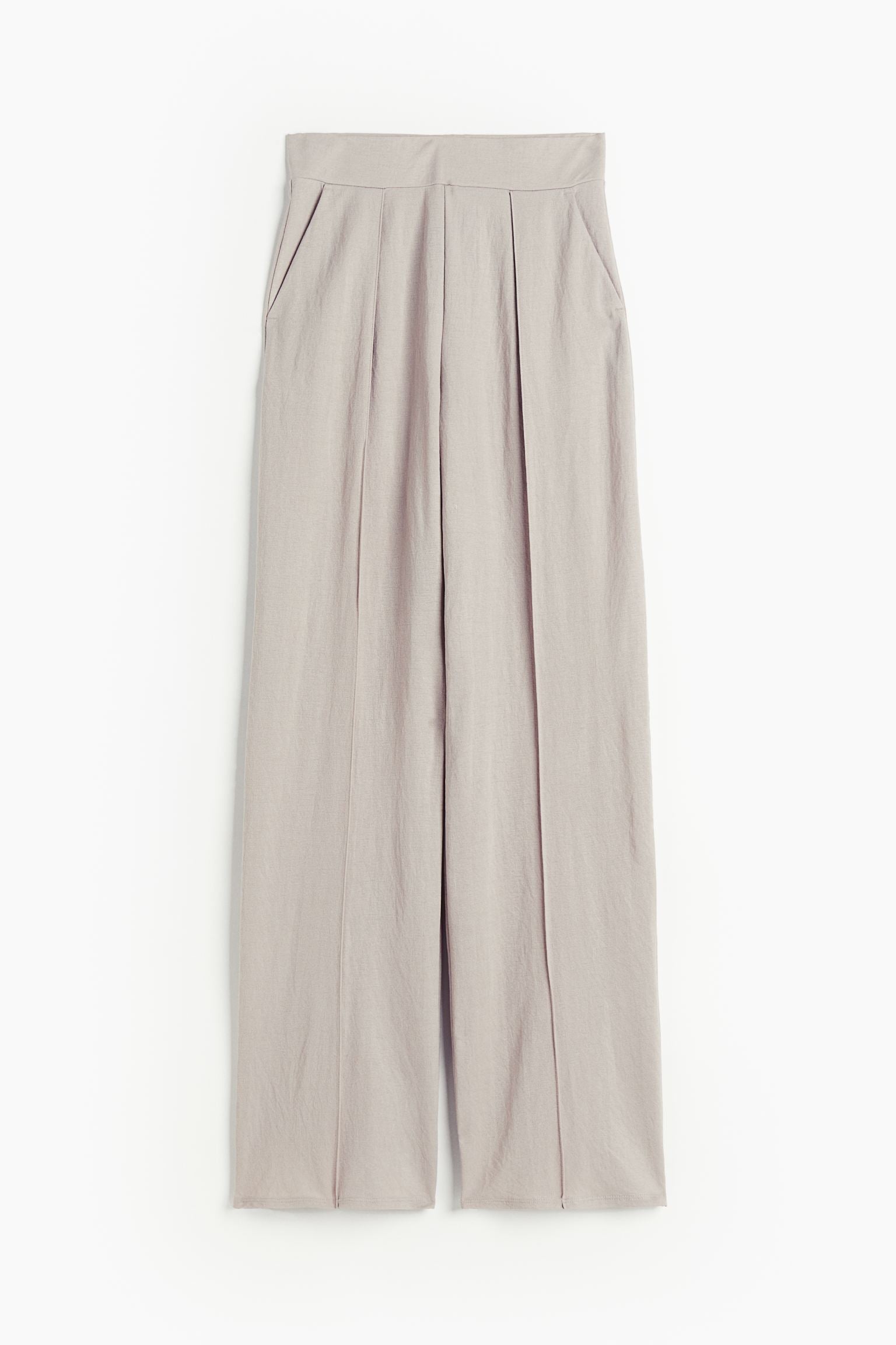 Damenhose Weit Schnitt Bundfalten Leicht Beige - Norvielle