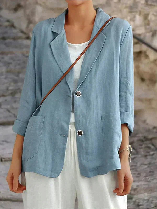 Eveloria Damen Leinenblazer Elegant Beige