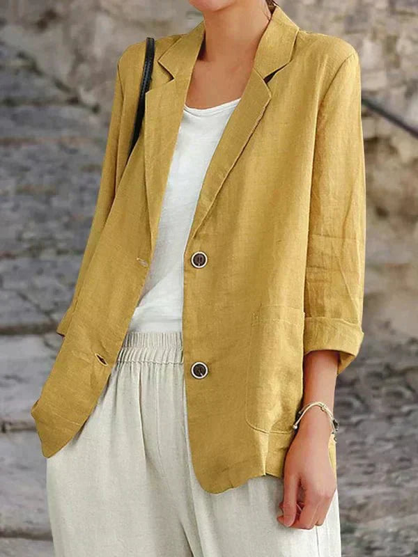 Eveloria Damen Leinenblazer Elegant Beige