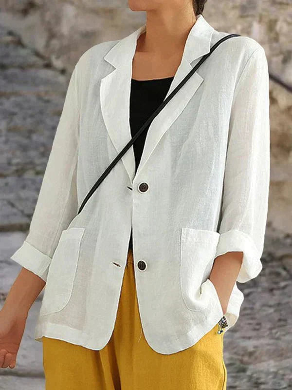 Eveloria Damen Leinenblazer Elegant Beige