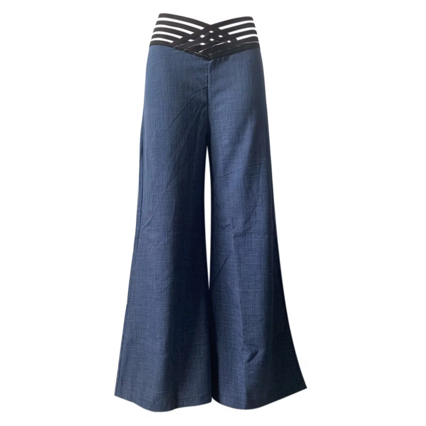 Eveloria Damen Flachbundhose Hochtailliert Überkreuzte Beine