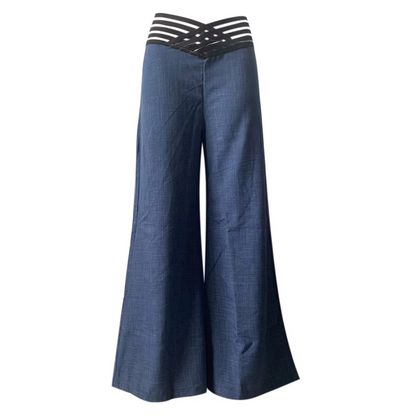 Eveloria Damen Flachbundhose Hochtailliert Überkreuzte Beine