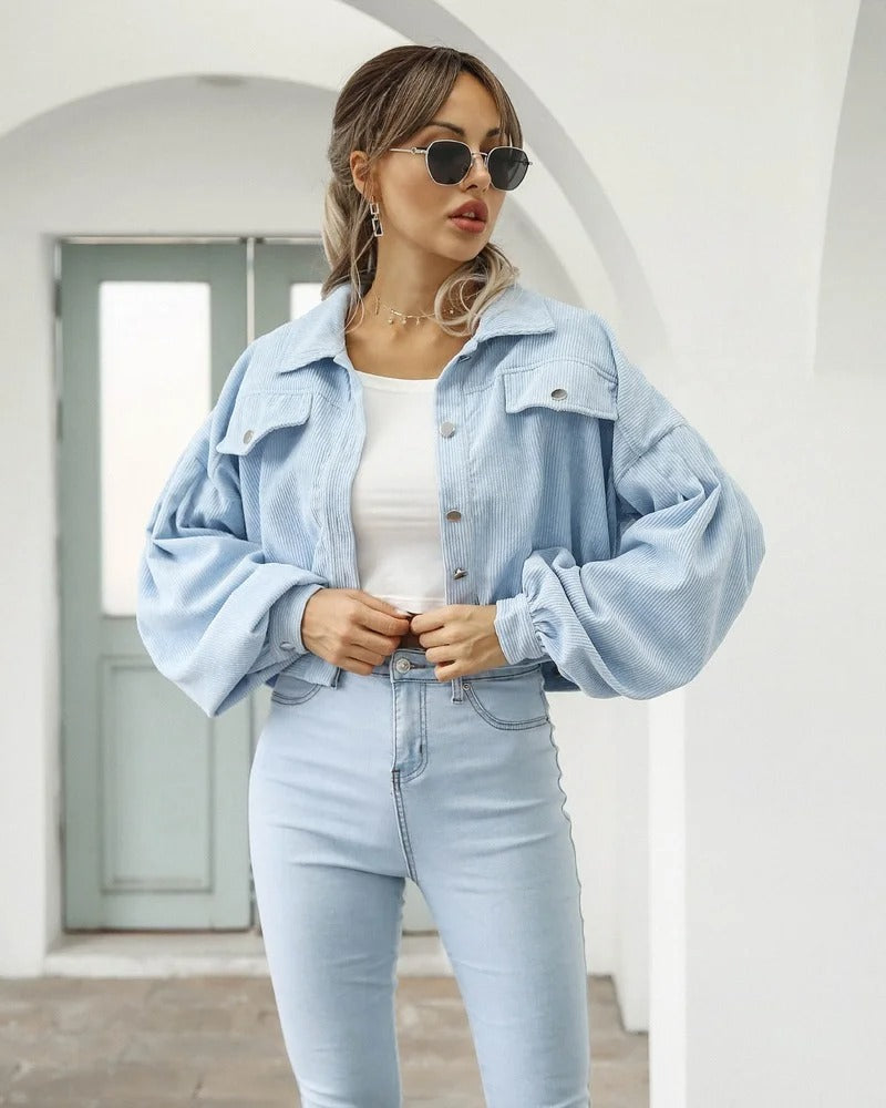 Eveloria Damen Kurzjacke Jeans Stylisch