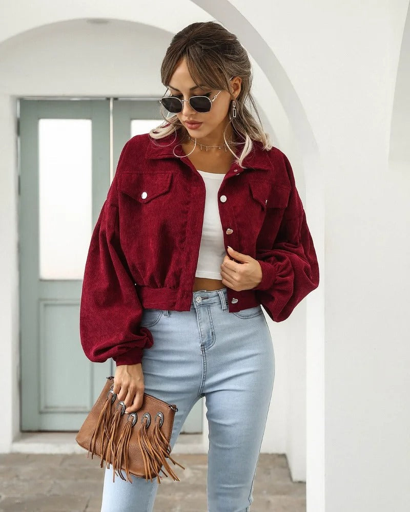 Eveloria Damen Kurzjacke Jeans Stylisch