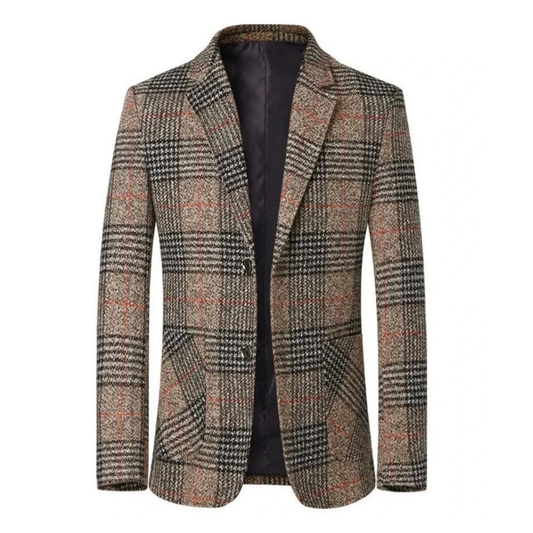 Herren Tweed Blazer Elegant Schwarz - Norvielle