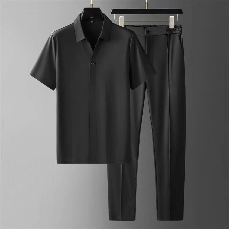 Herren Poloshirt-Hose-Set Baumwolle Beige