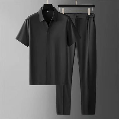 Herren Poloshirt-Hose-Set Baumwolle Beige