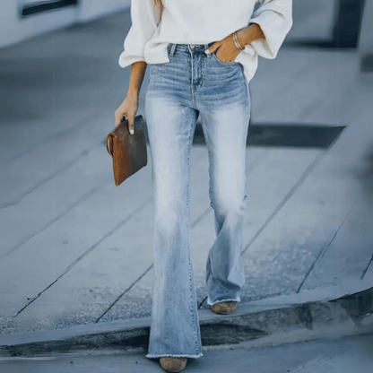 Damen Highwaist Jeans Gerader Schnitt Blau