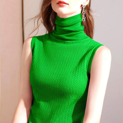 Eveloria Damen Ärmelloser Pullover Hochgeschlossen
