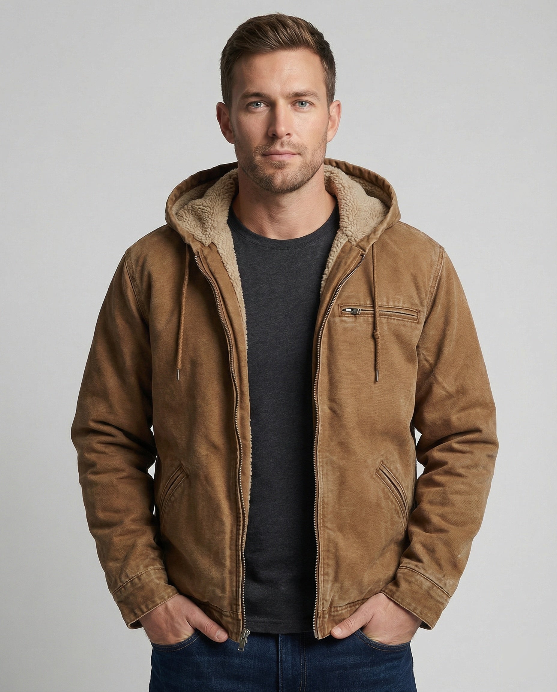 Herren Winter-Bomberjacke Warm Isoliert Schwarz - Eveloria