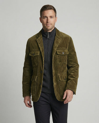 Herren Cordjacke Multifunktionale Taschen Moderner Schnitt Braun - Eveloria